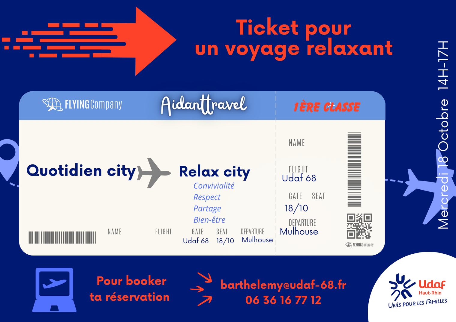 Ticket d'avion pour aller de Quotidien city à Relax City